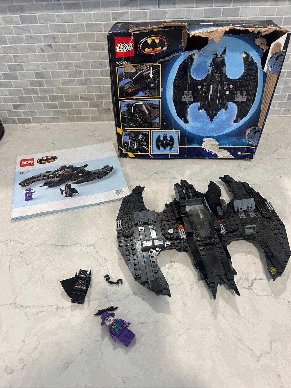 Lego Black Batman Batwing with Joker and Batman Minifigures